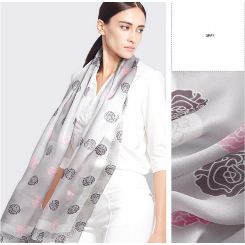 Pure Silk Scarf Coffee Pastel Dot Print Women Summer Scarf